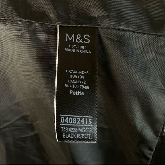 M&S Womens Leather Jacket size 6 Black Side Full Zipper Polyester Blend … - Picture 11 of 14